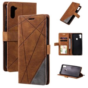 For Samsung Galaxy A11 (EU Version) Skin Feel Splicing Horizontal Flip Leather Case with Holder & Card Slots & Wallet & Photo Frame(Brown) (OEM)