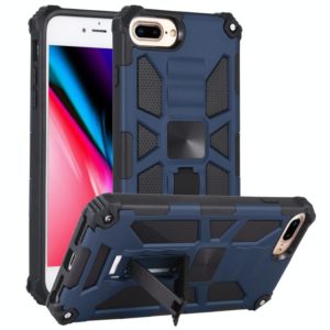 For iPhone 8 Plus / 7 Plus Shockproof TPU + PC Magnetic Protective Case with Holder(Blue) (OEM)
