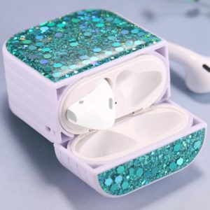 For AirPods 1 / 2 Glitter Sequins Wireless Earphone Protective Case(Lake Blue) (OEM)