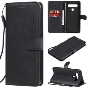 For LG K61 Solid Color Horizontal Flip Protective Leather Case with Holder & Card Slots & Wallet & Photo Frame & Lanyard(Black) (OEM)