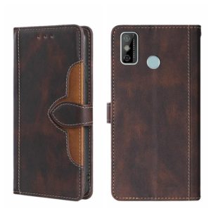 For Tecno Spark 6 GO Skin Feel Straw Hat Magnetic Buckle Leather Phone Case(Brown) (OEM)