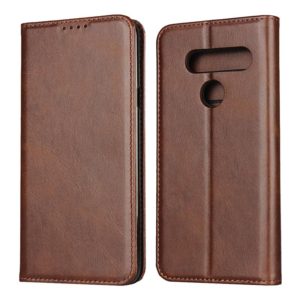 For LG V40 ThinQ Calf Texture Magnetic Horizontal Flip Leather Case with Holder & Card Slots & Wallet(Brown) (OEM)