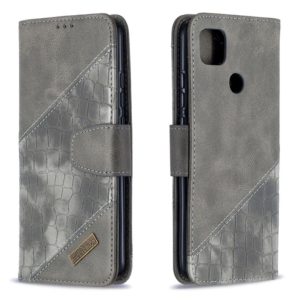 For Xiaomi Redmi 9C Matching Color Crocodile Texture Horizontal Flip PU Leather Case with Wallet & Holder & Card Slots(Grey) (OEM)