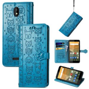 For Vodafone Smart E11 Cat and Dog Embossed Horizontal Flip Phone Leather Case with Holder & Card Slot & Wallet & Lanyard(Blue) (OEM)