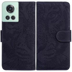 For OnePlus 10R / Ace Tiger Embossing Pattern Horizontal Flip Leather Phone Case(Black) (OEM)