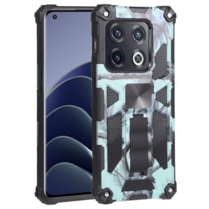For OnePlus 10 Pro Camouflage Armor Shockproof TPU + PC Magnetic Protective Phone Case with Holder(Mint Green) (OEM)