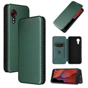 For Samsung Galaxy Xcover 5 Carbon Fiber Texture Horizontal Flip TPU + PC + PU Leather Case with Card Slot(Green) (OEM)