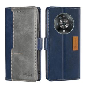 For Honor Magic4 Contrast Color Side Buckle Leather Phone Case(Blue + Grey) (OEM)
