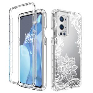 For OnePlus 9 Pro PC+TPU Transparent Painted Phone Case(White Flower) (OEM)