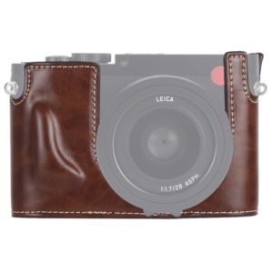 1/4 inch Thread PU Leather Camera Half Case Base for Leica Q (Typ 116)(Coffee) (OEM)