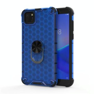 For Huawei Y5p 2020 Shockproof Honeycomb PC + TPU Ring Holder Protection Case(Blue) (OEM)