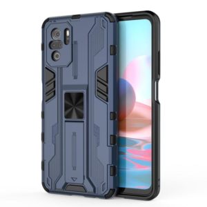 For Xiaomi Redmi Note 10 4G Supersonic PC + TPU Shock-proof Protective Case with Holder(Dark Blue) (OEM)