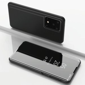 For Galaxy S20 Ultra Plated Mirror Horizontal Flip Leather Case with Holder(Black) (OEM)