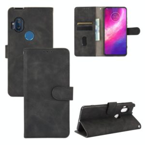 For Motorola Moto One Hyper Solid Color Skin Feel Magnetic Buckle Horizontal Flip Calf Texture PU Leather Case with Holder & Card Slots & Wallet(Black) (OEM)