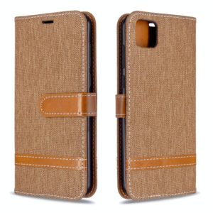 For Huawei Y5P / Honor 9S Color Matching Denim Texture Horizontal Flip Leather Case with Holder & Card Slots & Wallet & Lanyard(Brown) (OEM)