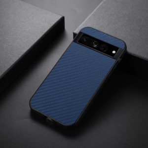 For Google Pixel 7 Pro Accurate Hole Carbon Fiber Texture PU Phone Case(Blue) (OEM)