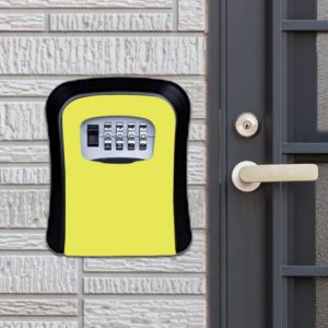 Password Lock Metal Storage Box Door Security Box Wall Cabinet Key Safety Box(Yellow) (OEM)
