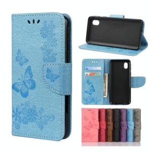 For Samsung Galaxy A01 Core Butterflies Embossing Horizontal Flip Leather Case with Holder & Card Slots & Wallet(Blue) (OEM)