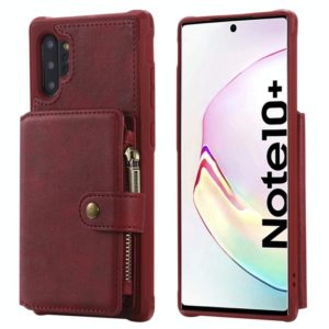 For Galaxy Note 10 Plus Buckle Zipper Shockproof Protective Case with Holder & Card Slots & Wallet & Lanyard & Photos Frames(Red) (OEM)