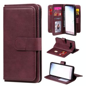 For Samsung Galaxy S10 Multifunctional Magnetic Copper Buckle Horizontal Flip Solid Color Leather Case with 10 Card Slots & Wallet & Holder & Photo Frame(Wine Red) (OEM)