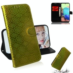 For Samsung Galaxy A71 5G Solid Color Colorful Magnetic Buckle Horizontal Flip PU Leather Case with Holder & Card Slots & Wallet & Lanyard(Gold) (OEM)