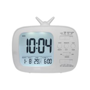 G179 Retro TV Alarm Clock Student Dormitory Bed Electronic Clock(White English Version) (OEM)