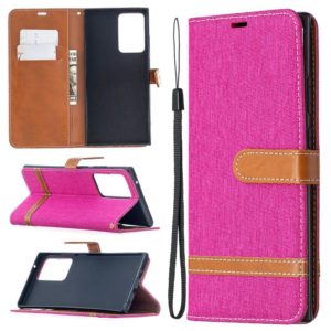 For Samsung Galaxy Note20 Ultra Color Matching Denim Texture Horizontal Flip Leather Case with Holder & Card Slots & Wallet & Lanyard(Rose Red) (OEM)
