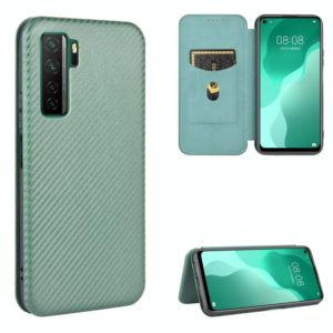 For Huawei nova 7 SE / P40 Lite 5G Carbon Fiber Texture Horizontal Flip TPU + PC + PU Leather Case with Card Slot(Green) (OEM)