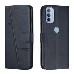 For Motorola Moto G31 / G41 Stitching Calf Texture Buckle Leather Phone Case(Blue) (OEM)