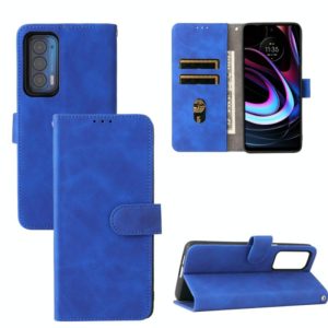 For Motorola Edge (2021) Solid Color Skin Feel Magnetic Buckle Horizontal Flip PU Leather Case with Holder & Card Slots & Wallet(Blue) (OEM)