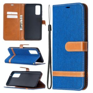 For Samsung Galaxy S20 FE 5G / S20 Lite Color Matching Denim Texture Horizontal Flip Leather Case with Holder & Card Slots & Wallet & Lanyard(Blue) (OEM)