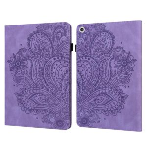 For Lenovo Tab M10 HD TB-605L X605F Peacock Embossed Pattern TPU + PU Horizontal Flip Leather Case with Holder & Card Slots & Wallet & Sleep / Wake-up Function(Purple) (OEM)