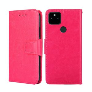For Google Pixel 5A Crystal Texture Leather Phone Case(Rose Red) (OEM)