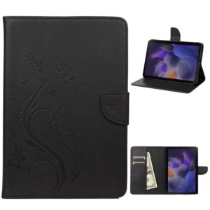 For Samsung Galaxy Tab A8 10.5 2021 X200 / X205 Butterfly Flower Embossing Pattern Leather Tablet Case(Black) (OEM)