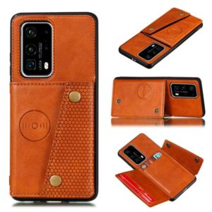 For Huawei P40 Pro PU + TPU Shockproof Magnetic Protective Case with Card Slots(Brown) (OEM)