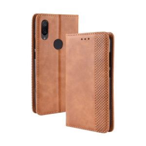 Magnetic Buckle Retro Crazy Horse Texture Horizontal Flip Leather Case for Xiaomi Redmi 7, with Holder & Card Slots & Photo Frame (Brown) (OEM)
