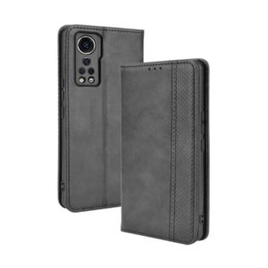 For ZTE Axon 30 5G Magnetic Buckle Retro Pattern Horizontal Flip Leather Case with Holder & Card Slot & Wallet(Black) (OEM)