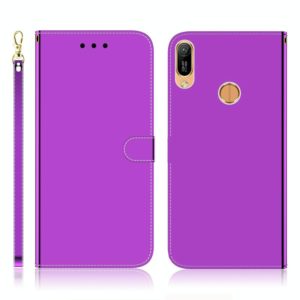 For Huawei Y6 (2019) Imitated Mirror Surface Horizontal Flip Leather Case with Holder & Card Slots & Wallet & Lanyard(Purple) (OEM)