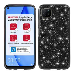 For Huawei P40 Lite Glitter Powder Shockproof TPU Protective Case(Black) (OEM)