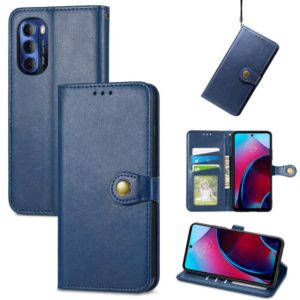 For Motorola Moto G Stylus 2022 5G Retro Solid Color Buckle Leather Phone Case(Blue) (OEM)