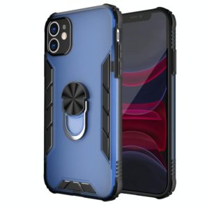 For iPhone 11 Magnetic Frosted PC + Matte TPU Shockproof Case with Ring Holder (Classic Blue) (OEM)