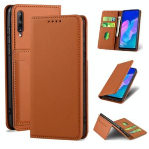 For Huawei P40 Lite E Strong Magnetism Liquid Feel Horizontal Flip Leather Case with Holder & Card Slots & Wallet(Brown) (OEM)