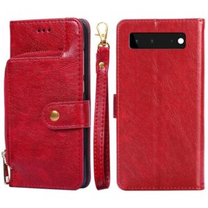 For Google Pixel 6 Zipper Bag Horizontal Flip Leather Phone Case with Holder & Card Slots & Lanyard(Red) (OEM)