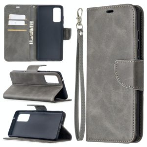 For Samsung Galaxy S20 FE 5G / S20 Lite Lambskin Texture Pure Color Horizontal Flip PU Leather Case with Holder & Card Slots & Wallet & Lanyard(Grey) (OEM)