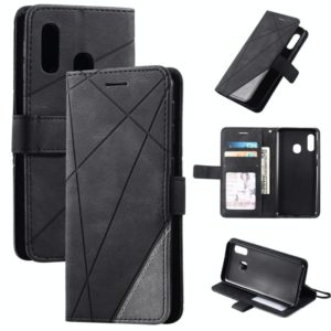 For Samsung Galaxy A20e Skin Feel Splicing Horizontal Flip Leather Case with Holder & Card Slots & Wallet & Photo Frame(Black) (OEM)