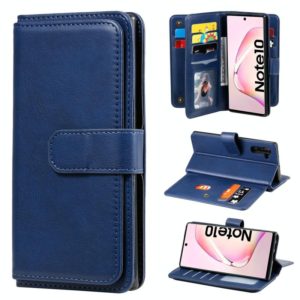 For Samsung Galaxy Note10 Multifunctional Magnetic Copper Buckle Horizontal Flip Solid Color Leather Case with 10 Card Slots & Wallet & Holder & Photo Frame(Dark Blue) (OEM)