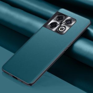 For OnePlus 10 Pro Plain Skin Leather Phone Case(Cyan) (OEM)