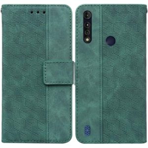 For Motorola Moto G8 Power Lite Geometric Embossed Leather Phone Case(Green) (OEM)
