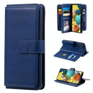 For Samsung Galaxy A51 (5G) Multifunctional Magnetic Copper Buckle Horizontal Flip Solid Color Leather Case with 10 Card Slots & Wallet & Holder & Photo Frame(Dark Blue) (OEM)