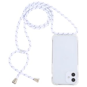 For iPhone 12 mini Transparent Acrylic Airbag Shockproof Phone Protective Case with Lanyard (White Grey Rough Grain) (OEM)